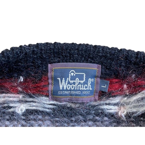 Vintage Woolrich Swedish Wool Cardigan Sweater Red Black Button Up Jumper - Picture 5 of 6